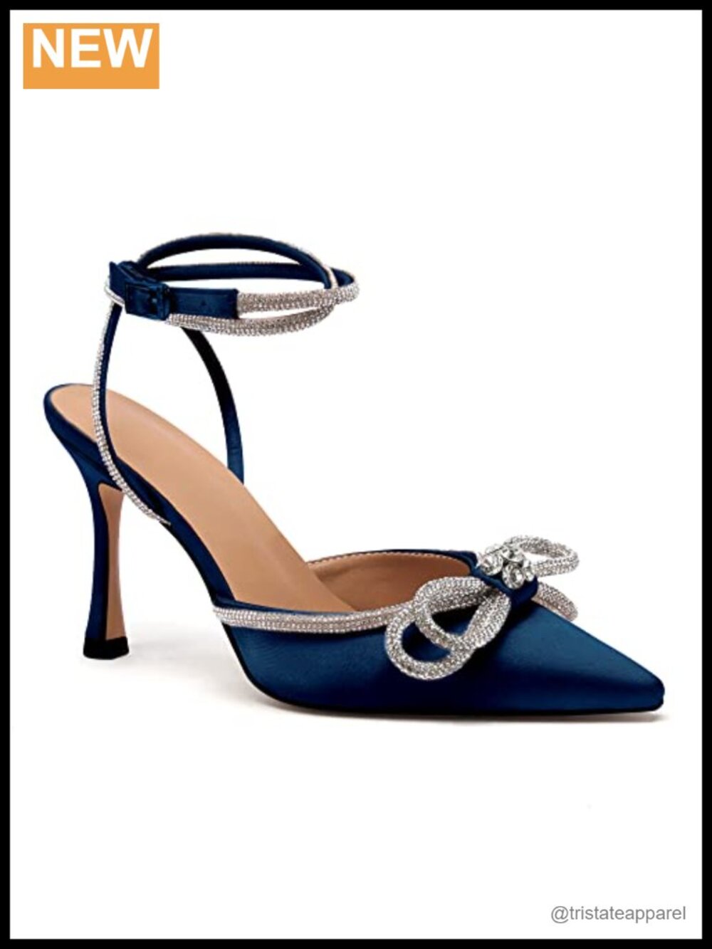 Rhinestone Bow Ankle Strap Stiletto Heeled Sandals for Women Wedding Shoes